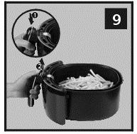 Some ingredients require shaking halfway during the preparation time (see section 'settings' in this chapter). To do this, pull the pan out of the appliance by the handle and shake it.