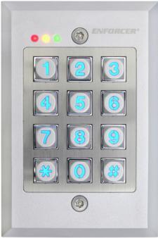 outputs, flush-mount SK-1123-SQ SK-1123-FQ 110 Unique 4~8 digit codes 12~24 VAC/VDC Operation tamper switch, security screws Each relay has