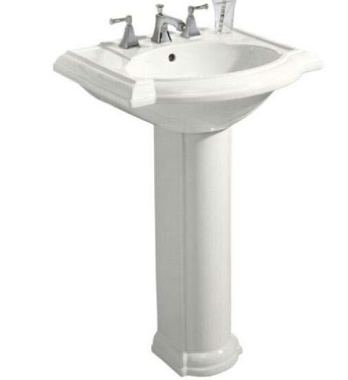 POWDER ROOM-WHITECHROME Kohler K2286-8-0 Devonshire Pedestal Bathroom Sink; White; 24-1/8" X 33-1/2"