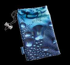 Printed with a fun, high resolution water drop image, a quick rub of the pouch with the device inside, removes