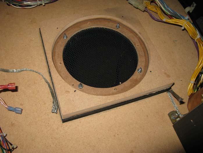 ****FOR MEDIEVAL MADNESS MACHINES**** The speaker block installed in the machine will need to be removed. This can be accomplished with a flathead screwdriver and a couple taps of a hammer.