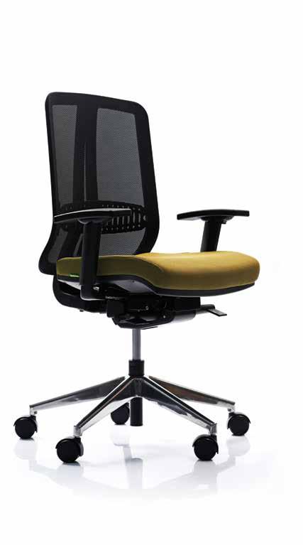 Ergonomic comfort is assured with an upholstered, sliding seat with a