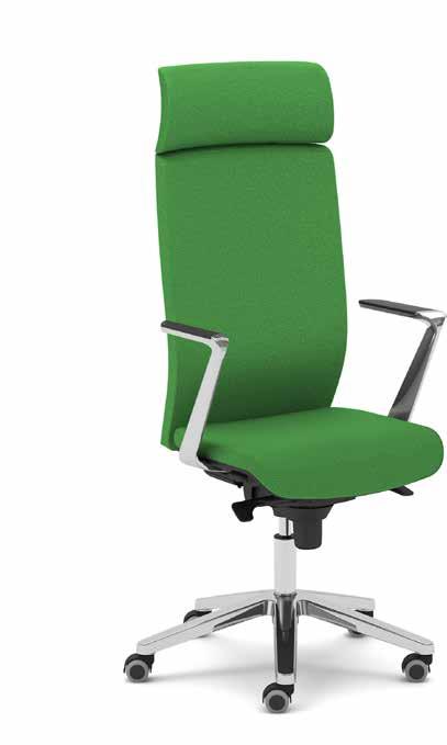 The adjustable lumbar support is built into the high, square-shaped, fully upholstered backrest