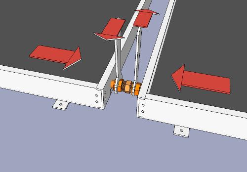 Bring the panels close to each other so the nuts on the second panel can be threaded onto the union,