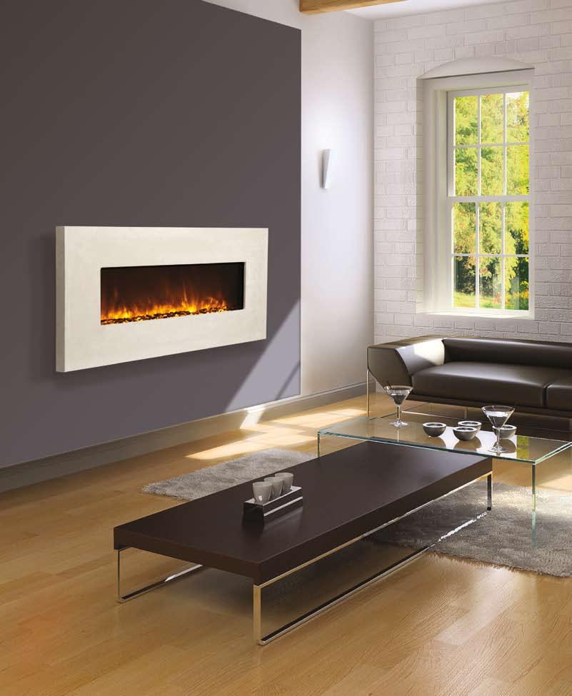 BLT-IN-5124 Electric Fireplace in Tuscan Cream, Moderno finish concrete face with optional Sable fire