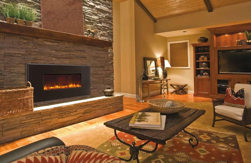 Designer Series Built-IN LED Light No heater, no fan BLT-IN-62 Electric Fireplace shown with Textured Black face with optional Blaze fire glass BLT-IN-62 specifications Built-In Series Fireplace