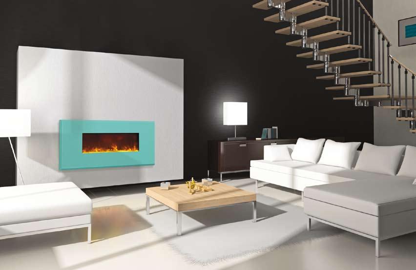glass BLTIN-62 Electric Fireplace shown with