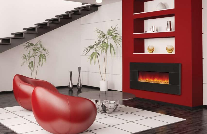 BLT-IN Series impression BLT-IN 38 Electric Fireplace with Aqua fire glass BLT-IN-58 Electric Fireplace with Amber fire glass and optional Black Granite BLT-IN-38