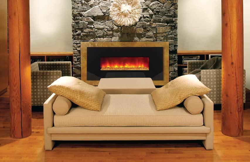 BLT-IN-58 Electric Fireplace with Amber fire glass BLT-IN 38 Electric Fireplace with Aqua fire glass and optionl Dark Gray Limestone