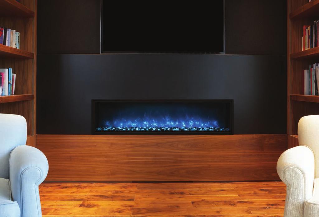 A new relocated top mount heater allows for a larger viewing area and new LED light technology give this Slim model a crisp multi-color flame.