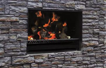 31 SATIN BLACK FERRO (EF5000) EF5000 (GAS) The innovative design of this fireplace means no flue is required.