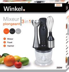 Realize your soups and baby food with the plunging mixer, chop finely your herbs with the grinder or beat egg white easily with the