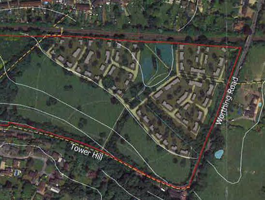 SITE ASSESSMENTS / SITE 2 - Land West of Worthing Rd, North of Tower Hill clumps of parkland canopy trees and SuDS.