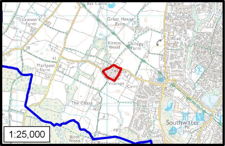 SITE ASSESSMENTS / SITE 4a Land West of Southwater SITE 4A LAND WEST OF SOUTHWATER SITE & SITUATION Location TQ 15053 26360 Site Area 2ha Developable Area Unknown Current Use Agricultural Promoters