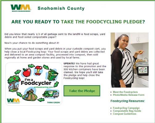 In the first two days after the I m a Foodcycler direct mail was distributed, 2,200 WUTC residents went online and took the Foodcycler pledge an 8.4 percent participation rate.