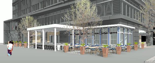 The request to permit a fixed bar in a private outdoor café requires County Board approval in order to modify the requirements of ACZO Section 12.9.