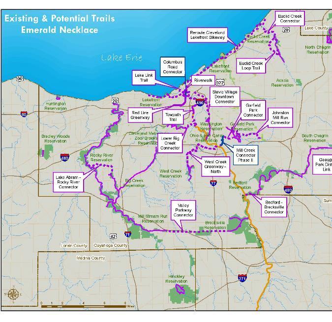 CLEVELAND METROPARKS Trail Matrix Attributes Tool to evaluate potential opportunities for Cleveland Metroparks to pursue or support 14 attributes such as public benefit, user populations, and trail