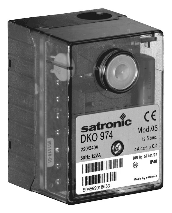 Oil Burner Safety Control A Honeywell Company DKO 974 N/976 N For 1- or 2-stage oil burners up to 30 kg/h throughput and intermittent operations with or without oil preheating Flame detection: -