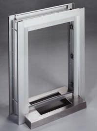 Windows Service Window with Aluminum Clamp-on Frame Bullet resistant window fits into rough wall opening and clamps onto finished wall. Extruded aluminum frame adjusts for walls 5 to 8.5 thick.