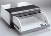 Drawer movement is controlled by a large aluminum handle on rear. Front of unit is stainless steel. Easy operation is allowed by smooth running ball bearing extension slides.