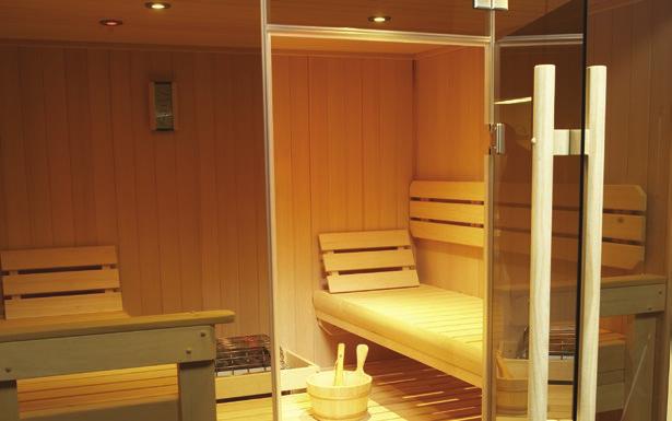 Solace Sauna with Deco-style interior.