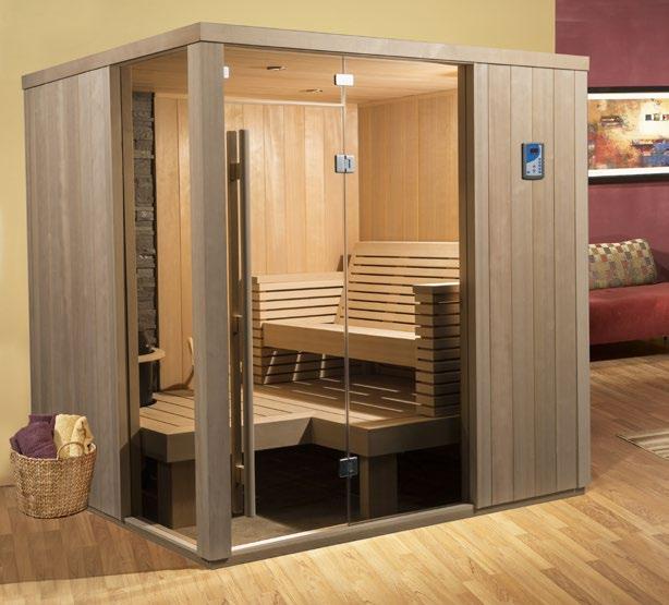 DESIGNER SAUNA Choose from 7 distinct styles, each individualized with unique comfort and aesthetic features. Reflections exterior on p. 22, interior on p. 26.
