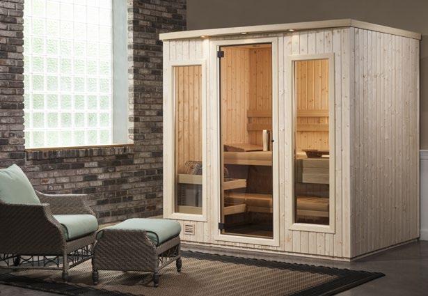 Sisu 5 X7 With Sidelight Windows in Nordic White Spruce and Abachi SISU SAUNAS Finnleo s Sisu series has become a classic of the sauna world.