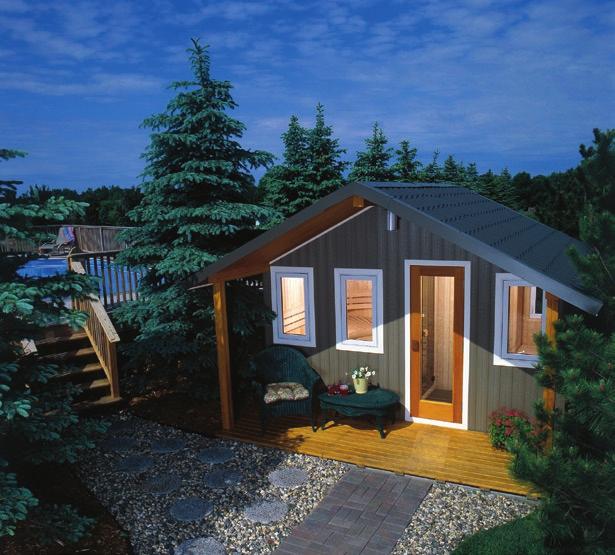 Metro MS812 w/painted Gray Exterior and Optional Crank-Out WIndows METRO - OUTDOOR SAUNAS Metro brings modern sauna comfort and luxury to your backyard.
