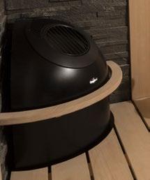 The Saunatonttu heater revolutionized possibilities for interior sauna design, allowing innovations such as raised platforms with the heater rising through them to benches wrapped around the heater.