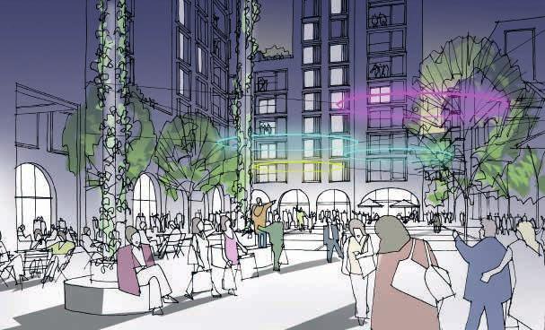 ARTIST IMPRESSIONS Mint Yard: An internal public square animated by daytime and night-time