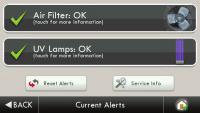 Main Menu Buttons - Alerts Alerts The alerts let you know when your system needs service. View Current Alerts View and reset current service alerts here.