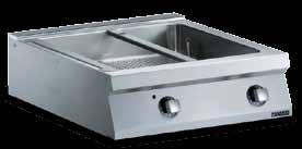 (water filling tap can be ordered as an option) Work Tops 1-piece pressed work top in stainless steel (2 mm) with smooth