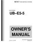 NU VU FOOD SERVICE SYSTEMS. For NU VU Model: UB E5-5 OWNER'S MANUAL MENOMINEE, MICHIGAN (906) Revised: 10 July