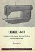 (PFAFFJ 463. Standard High-Speed Sewing Machine. Organized with drop feed. Instructions