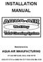 INSTALLATION MANUAL. Manufactured by AQUA-AIR MANUFACTURING. (801) or (800) FAX (801)