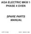 AGA ELECTRIC MKIII 1 PHASE 4 OVEN SPARE PARTS MANUAL