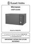 Microwave USER S GUIDE. Model No: RHM2074B