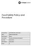 Food Safety Policy and Procedure