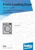 Front-Loading Dryer. Owner s Guide: Installation and Operation Instructions USA VD W _EN/ Dryer / User Manual 1 / EN