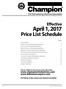 April 1, Price List Schedule. Effective.   Page
