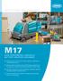 M17 HIGH-PERFORMING, VERSATILE BATTERY SWEEPER-SCRUBBER. Effectively clean in just one pass with exceptional sweeping and scrubbing performance.