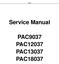 Cover. Service Manual PAC9037 PAC12037 PAC13037 PAC18037