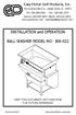 INSTALLATION and OPERATION BALL WASHER MODEL NO: BW-022