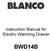 Instruction Manual for Electric Warming Drawer BWD14B