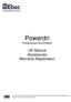 Powerdri. UK Manual Accessories Warranty Registration. Professional Dehumidifier