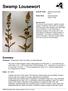 Swamp Lousewort. Summary. Protection Threatened in New York State, not listed federally.