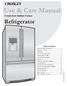Use & Care Manual. Refrigerator. Side by Side. French Door Bottom Freezer. Table of Contents