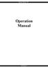 Operation Manual - GB. Operation Manual.