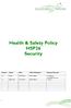 Health & Safety Policy HSP26 Security Version Status Date Title of Reviewer Purpose/Outcome