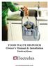 FOOD WASTE DISPOSER Owner s Manual & Installation Instructions